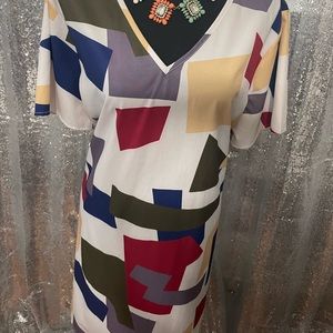 Shein color block geo print dress